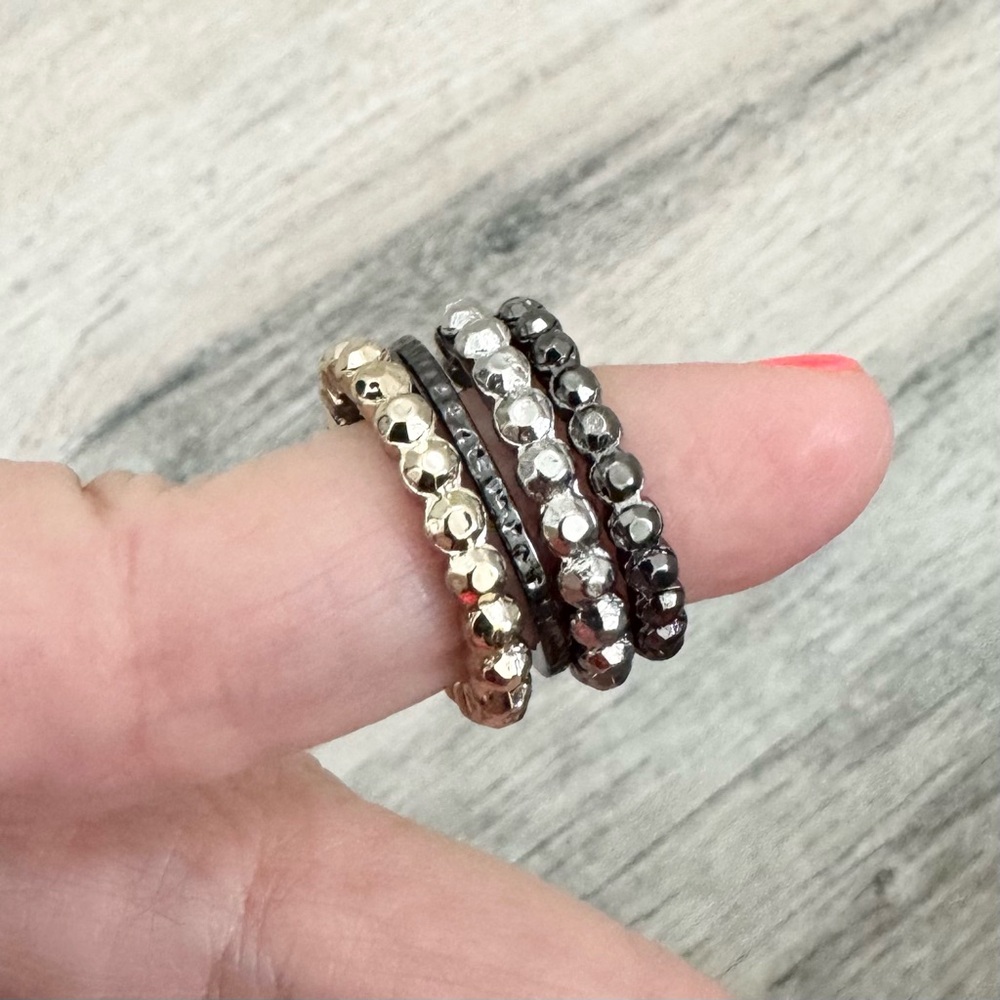 Mixed Metal Beaded Stackable Rings - Picture 3 of 5